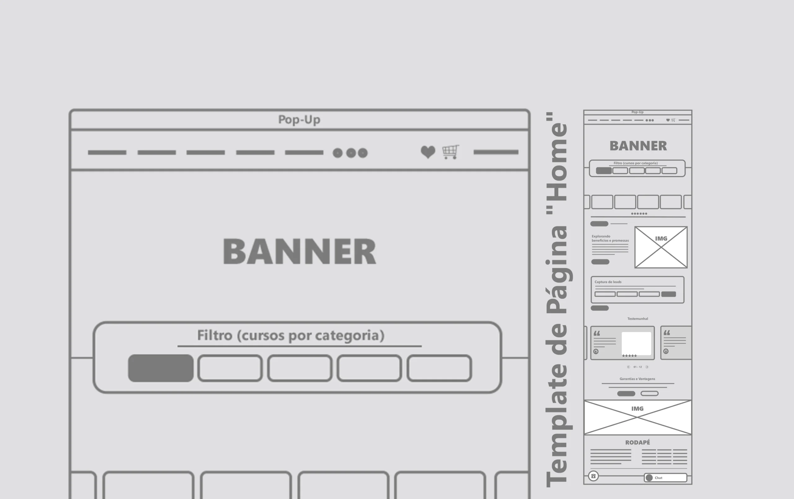 Wireframe (Diagrama visual com o esboça da estrutura da home do site UniDoctum)