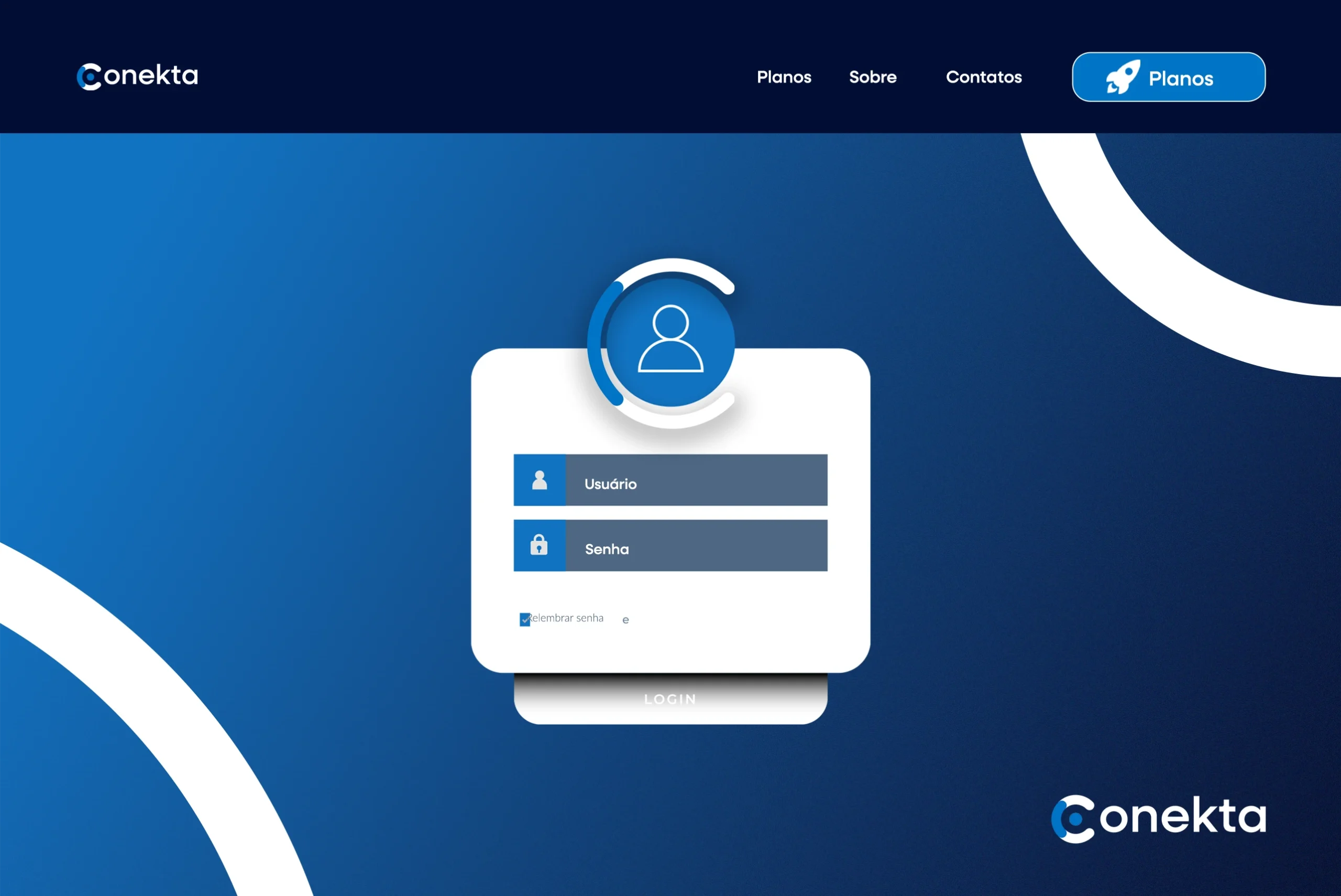 Área de login dos colaboradores (exibindo campos de usuário e senha em layout azul, azul-escuro e branco)